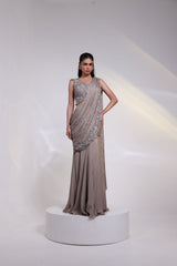 Ash Grace Draped Saree Gown