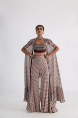 Off white printed cape set