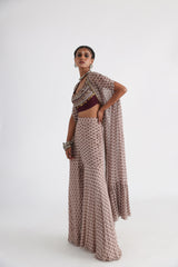 Off white printed cape set