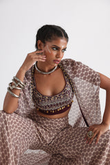 Off white printed cape set