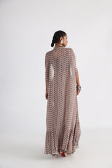 Off white printed cape set