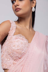 Nova pink drape saree set