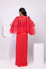Scarlet Glow Cape and Drape Skirt Set