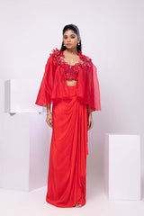 Scarlet Glow Cape and Drape Skirt Set
