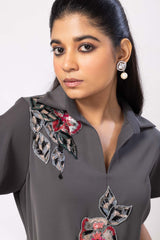 Charcoal Bloom Polo Dress