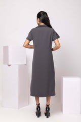 Charcoal Bloom Polo Dress