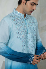 Ombre blue rexin kurta set