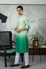 Tie dye green kurta set