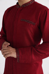 Ahmar brown nehru and maroon kurta set