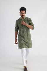 Olive printed kurta set