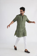 Olive printed kurta set