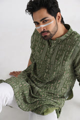 Olive printed kurta set