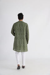 Olive printed kurta set