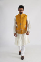 Ruakh yellow embroidered nehru