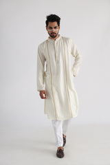 Ruakh yellow embroidered nehru and kurta set