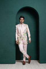 Pastel Lotus Embroidered Bandhgala