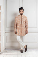 Golden Palm Silk Kurta