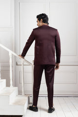 Embroidered Wine Bandhgala Set