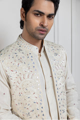 Regal Ivory Layered Kurta Jacket Ensemble