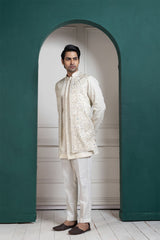 Regal Ivory Layered Nehru Kurta Jacket Ensemble