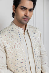 Regal Ivory Layered Nehru Kurta Jacket Ensemble