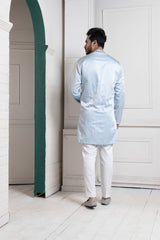 Regal Sky Blue Embroidered Mens Kurta Set
