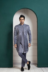 Silver Intricate Embroidered Sherwani