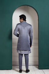 Silver Intricate Embroidered Sherwani