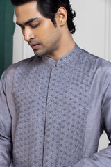 Silver Intricate Embroidered Kurta