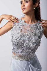 Arleth Drape Skirt Set Silver Drape Skirt