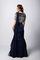 Navy Siana Drape Saree Set