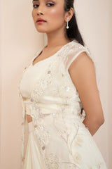 Ivory Wildflower Jacket and Drape Skirt Set