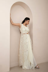 Ivory Wildflower Jacket and Drape Skirt Set