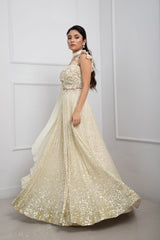 Ivory Blossom Shimmer Lehenga Set
