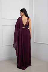 Orchid Plum Drape Saree Set
