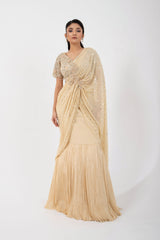 Gold Goddess Drape Saree Set