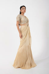 Gold Goddess Drape Saree Set