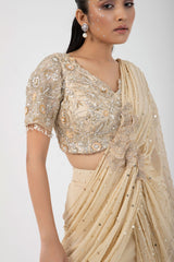 Gold Goddess Drape Saree Set