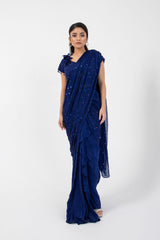 Eden Blue Drape Saree Set