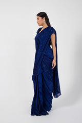 Eden Blue Drape Saree Set