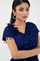 Eden Blue Drape Saree Set