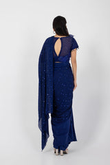 Eden Blue Drape Saree Set