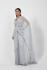 Opal Shimmer Drape Saree Set