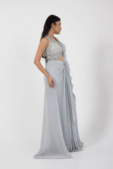 Opal Shimmer Drape Saree Set