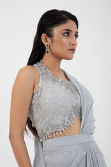 Opal Shimmer Drape Saree Set