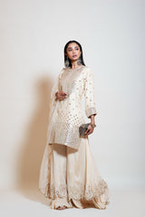 Ivory Mirrorwork Sharara Set