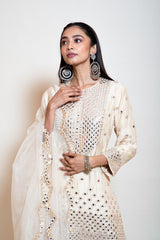 Ivory Mirrorwork Sharara Set