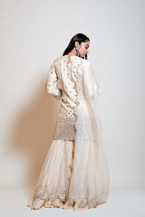 Ivory Mirrorwork Sharara Set