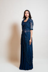 Navy Blue Long Jacket Set