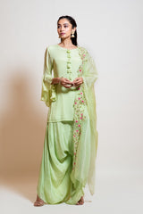 Lime Green Kurti and Dhoti Pant Set.